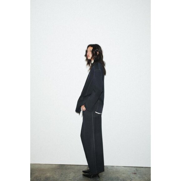 ZARA OVERSIZE TOPSTITCHING BLAZER - Picture 4 of 9